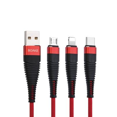 China Durable Nylon Micro Braided Data Cable 2m 3m Nylon Quick Charging Red For iPhone Data Cable for sale