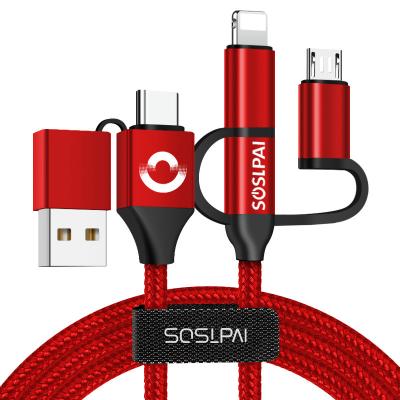 China Durable nylon braided SOSLAPI new arrived all in one nylon braided 18w usb data cable fast charging usb c to usb c cable for sale