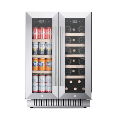 China Best Selling 54 Outdoor Bottles Wine And Beverage Coolers Double Door Refrigerator Cabinet Compressor Beer Glass Beverage Fridge for sale