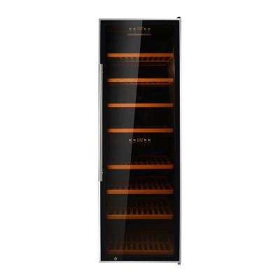 China Hotel Sale 180 Shelf Wine Coolers Compressor Stainless Steel Cellar Wine Fridge Wooden Freestanding Double Bottles Hot Zone for sale