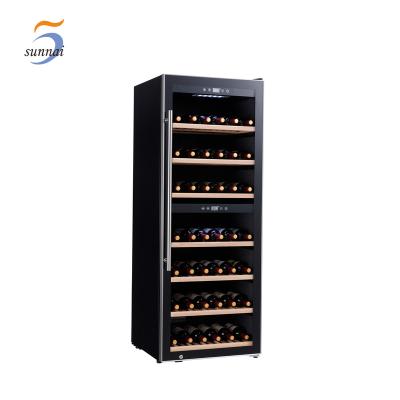 China Hotel 126 Bottle Compressor Humidity Control Home Appliances Dual Zones Wine Cooler Refrigerators Cabinets for sale