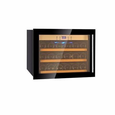 China Hotel 18 Bottles Full Glass Door With Black Panel Compressor Cooler Wine Fridge for sale