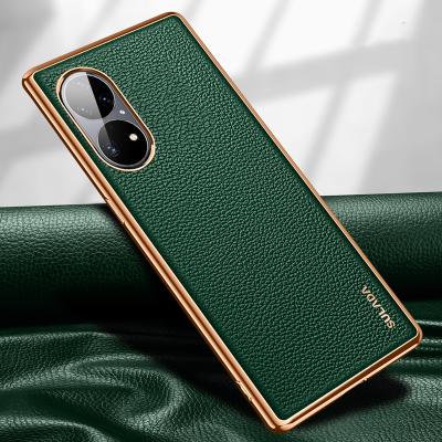 China SULADA Anti-fall Leather Case Luxury Plating Litchi Grain Leather Soft Case For Huawei p50 for sale