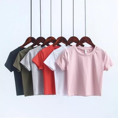 China Wholesale Custom Made Breathable Ladies T-shirt Selling Cheapest Women Summer Fitted Top Crop Cotton T-shirt for sale