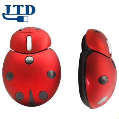 China Small Comfortable Cute Wireless Mouse For Laptop Desktop Computer Ladybug Animal Shape Cute Mouse Mouse for sale