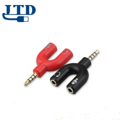 China Speaker U Shape Microphone Earphone Splitter 3.5mm Y Splitter For Earphone And Audio Stereo MIC for sale