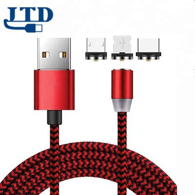 China Free Shipping Magnetic Cable Nylon Braided 3 In 1 Fast Magnetic USB Charging Cable for sale