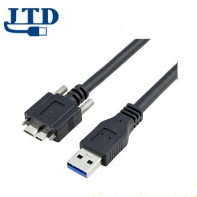 China Cell Phone Types Black Color USB 3.0 A to Micro USB 3.0 B with Panel Mount Security Screw-in Cable for sale