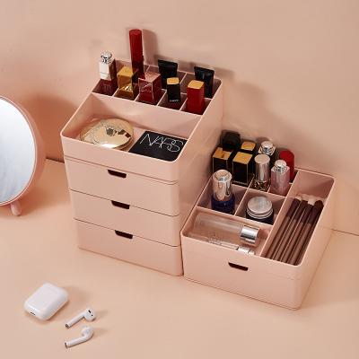 China Home Plastic Storage 16.5*16.5*16.5cm 3 Tier Drawers Desk Organizer for sale