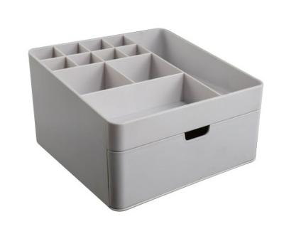 China 16.8*16.8*10cm Desktop Storage Drawer Table Home Plastic Storage Organizer With Lipstick Storage Space for sale