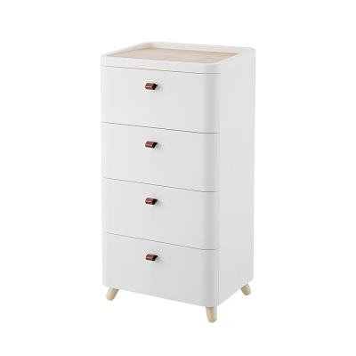 China 42*32*80cm Traditional Tall Plastic Storage Cabinet With Wooden Laptop With 4 Drawers And 4 Legs for sale