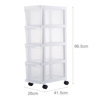 China 41.5*26*86.5cm Traditional 4 Drawers Plastic Storage Cabinets With Wheels for sale