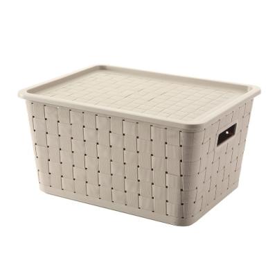 China Woka Plastic Woven Basket Sustainable Storage Basket , Stackable Basket With Lid for sale