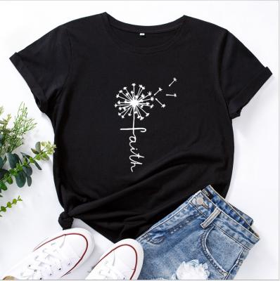 China 2021 Popular Women's Faith Dandelion Floral T-SHIRT QUICK DRY for sale