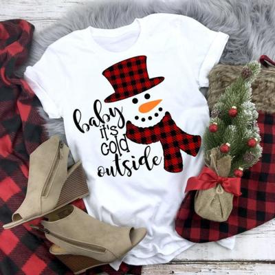 China Christmas T-shirt Viable Women Santa Hat Holiday Party Funny Cute Tee For Women for sale