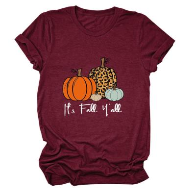 China 2021 Breathable The Cute Pumpkin It's Autumn You Design Printed Women Short T-shirt Cotton Sleeves Free Shipping for sale