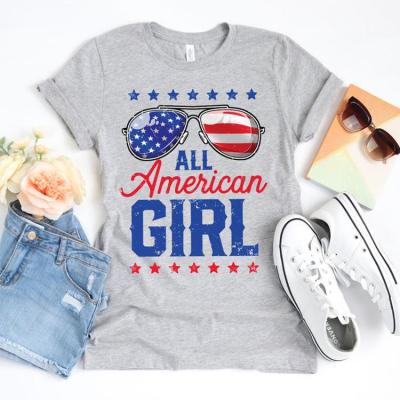 China 2021 viable new style ALL AMERICAN GIRL and flag pattern women t-shirt for sale