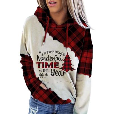 China Christmas Tree Plus Size Plaid Printed Long Sleeve Hoodie for sale