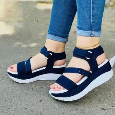 China 2022 New Summer Women's Shoes Breathable Wedge Heels Fashion Street Daily Outdoor Shoes for sale