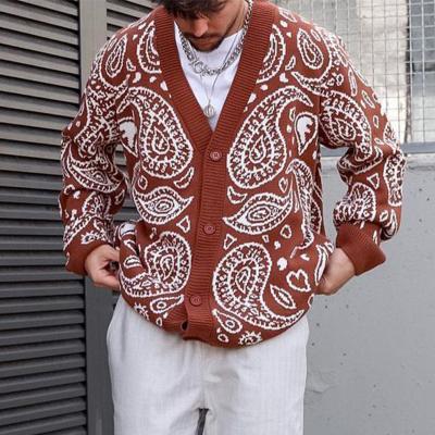 China Anti-wrinkle 2022 spring and autumn new men's fashion v-neck knitted casual single breasted cardigan sweater for sale