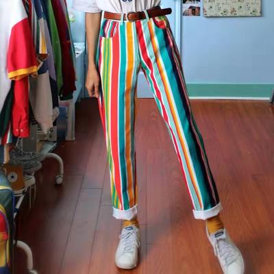 China 2022 QUICK DRY European and American ladies printed pants fashion stripe temperament street girls summer casual pants for sale