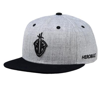 China 3d wool blast embroidery JOINT gray snapback hat, snap back rope bill hat for sale