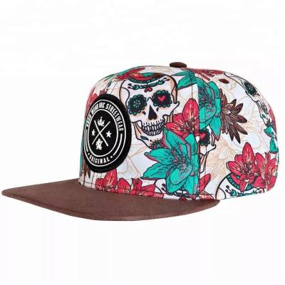 China breathable & Custom 6 Panel Brim Suede Hat 3d Embroidery Waterproof Girl Floral Promotion Snapback Hats for sale