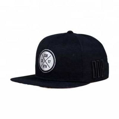 China breathable & Waterproof Adjust 20%wool&80%acrylic Winter Baseball Snapback Cap Black Hat for sale