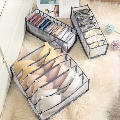 China Minimalist Wholesale 7Grid Multicolor Drawer Trousers Organizers Closet Storage Box Garment Divider Boxes Scarves Sorter for sale