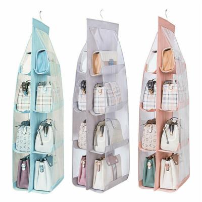 China Folding As seen on Tv 6/ 8 Pockets Hanging Purse Organizer Foldable Handbag Women Storage Bag Closet Wardrobe Home Storage Organization for sale