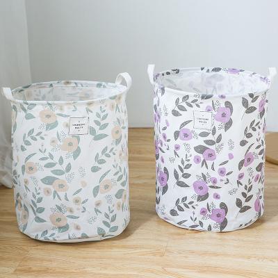 China Viable Wholesale Flower Pattern Large Capacity Cloth Folding Dirty Clothes Laundry Basket Toys Storage Closet Organizer Hamper for sale