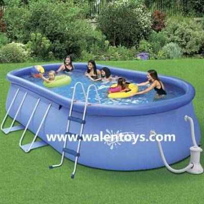 China Rectangular Outdoor PVC Summer Swimming PVC Over Ground Metal Frame Swimming Pools for sale