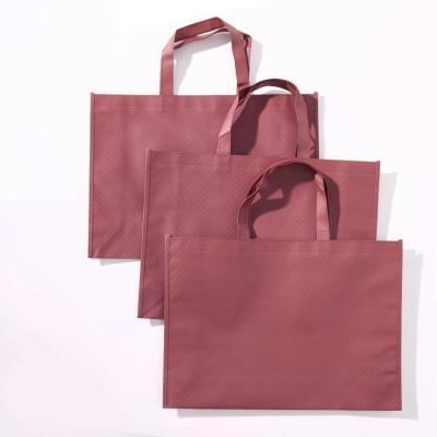 China Burgundy Color Eco-Friendly Reusable Foldable Nonwoven Grocery Shopping Bag Hand Totes Large Capacity Grocery Handbag for sale