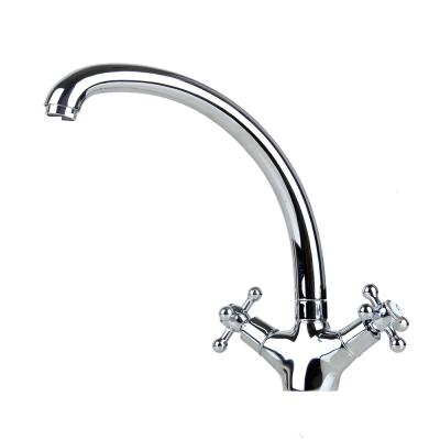 China Thermostatic Faucets Dual Levers Basin Faucet Deck Mounted Mixer Tap Lavatory Faucet for sale