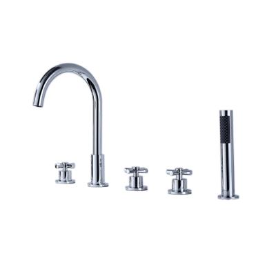 China Modern 5 Hole Deck Mounted Bathroom Faucets With Basin Faucet Three Handles Basin Faucet Hand Held Mixer Taps for sale