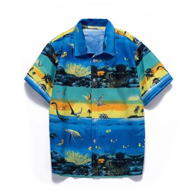 China Hot Selling Summer 2022 New Casual Lapel Anti-pilling Printed Short Sleeve Shirts Hawaiian Floral Resort To Wear Oversized Shirts Mens Shirts for sale