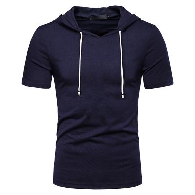 China 2022 Summer New Men's Streetwear Casual Hooded T-shirt Men's Anti-wrinkle Solid Color Loose Shorts Sleeved T-shirt Couples Custom Designs for sale