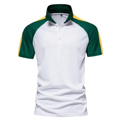 China 2022 New Summer Men's Anti-Wrinkle Color Contrast Raglan Lapel Custom Fashion Men's Polo Shirts Logo Golf Short Sleeve Polo Shirt for sale