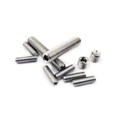 China Headless With Flat Point Supplier DIN913 Stainless Steel Hex Socket Allen Drive Flat Point No Head Worm Wholesale Set Screw for sale