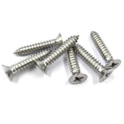 China Manufacture DIN7982 Stainless Steel Phillips Flat Self Tapping Screws Flat Cross Recessed Countersunk Head Wood Screw for sale