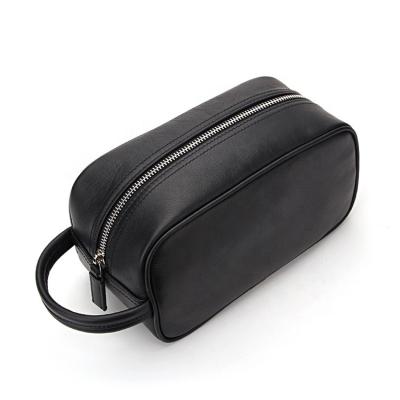 China High Quality Travel PU Fashion Logo Cosmetic Wash Bag Black Toiletry Bag Men Leather Toiletry Bag Customized for sale