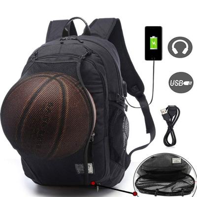 China Custom Logo Gym Basketball Laptop Backpack Men's Casual Sport Bag Backpacks Waterproof With USB Charger for sale