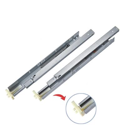 China Easily Operate Ronghui Silent Sliding Extension 3 Section Full Damping Telescopic Drawer Hidden Slide Steel Rails For Furniture Closet for sale