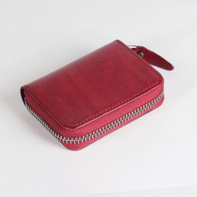 China Top Selling Waterproof Vegetable Tanned Leather Women's Handmade Business Card Holder Vintage Handmade Wallet for sale