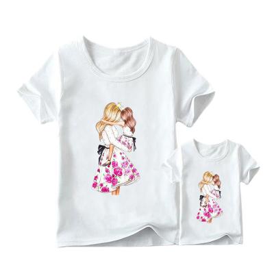 China QUICK DRY princess printed exquisite and simple mother's day mother daughter T-shirt can be customized for parents and children for sale