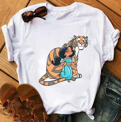 China QUICK-DRY Cartoon princess printing male and female simple fashion parent-child couples summer T-shirt soft customizable 2022 new for sale