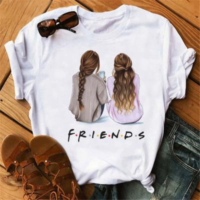 China QUICK DRY super hot net red friends printed simple customizable 2022 summer new fashion ladies friends T-shirt for sale