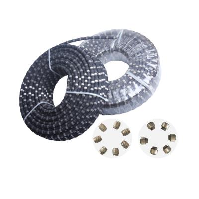 China High Performance Cutting Vacuum Welded Beads Diamond Wire Rope Saw Rubber Coated Diamond Wire Saw Tools Supplier For Marble Quarry for sale