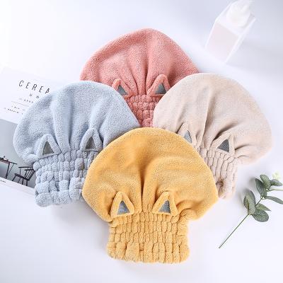 China QUICK DRY Custom Microfiber Hair Wrap Turban Quick Drying Microfiber Princess Hat With Cute Ear For Girls for sale