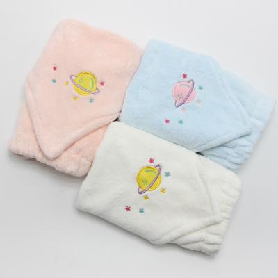 China New fashion style microfiber hair turban embroidery planet hair towel QUICK DRY hat for girls for sale